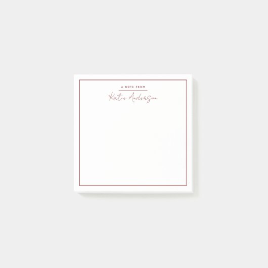 Moderne Minimal Typografie Script Maroon Post-it Klebezettel (Vorderseite)