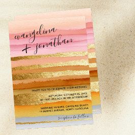 Moderne Minimal Typografie Sunset Gold Wedding Einladung