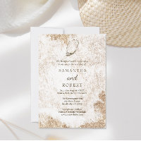 Moderne Minimal Watercolor Oyster Beach Hochzeit