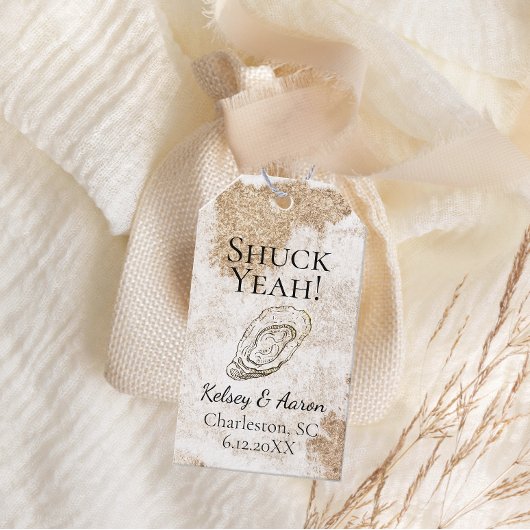 Moderne Minimal Watercolor Oyster Beach Hochzeit Geschenkanhänger