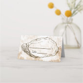 Moderne Minimal Watercolor Oyster Beach Hochzeit Platzkarte (Vorderseite)