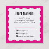 MODERNE MINIMAL WAVE einfache schicke Fuschia rosa Quadratische Visitenkarte (Rückseite)