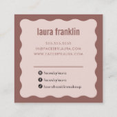 MODERNE MINIMAL WAVE schlichte Töne Rosa Quadratische Visitenkarte (Rückseite)