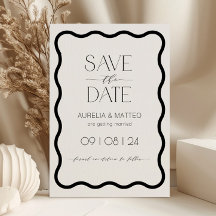 Moderne Minimal Wavy Scallop Border Save the Date