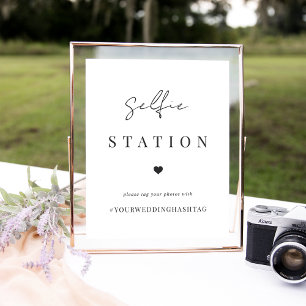 Moderne Minimal Wedding Selfie Station & Hashtag Poster