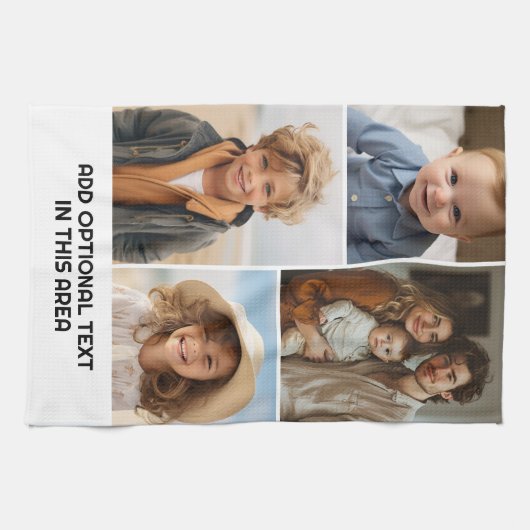 Moderne Minimal-Weiß-4-Fotolage - Chunky Text Geschirrtuch (Horizontal)