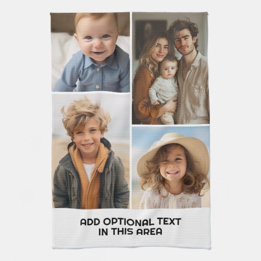 Moderne Minimal-Weiß-4-Fotolage - Chunky Text Geschirrtuch (Vertikal)