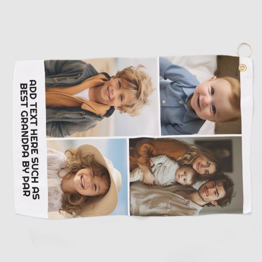 Moderne Minimal-Weiß-4-Fotolage - Chunky Text Golfhandtuch (Horizontal)