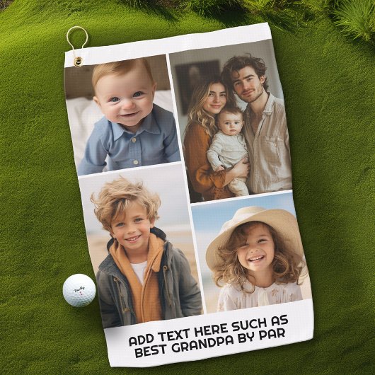 Moderne Minimal-Weiß-4-Fotolage - Chunky Text Golfhandtuch