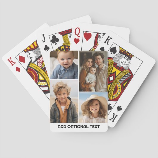 Moderne Minimal-Weiß-4-Fotolage - Chunky Text Spielkarten (Rückseite)