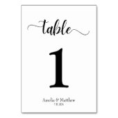 Moderne Minimal Weiß und Schwarz Hochzeit Tischnummer (Vorderseite)