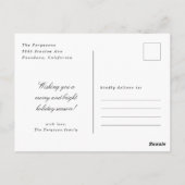 Moderne Minimal weiße Weihnachtsfotokarte Postkarte (Rückseite)