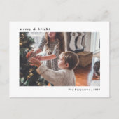 Moderne Minimal weiße Weihnachtsfotokarte Postkarte (Vorderseite)
