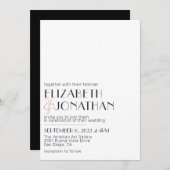 Moderne Minimal White Black Wedding Einladung (Vorne/Hinten)