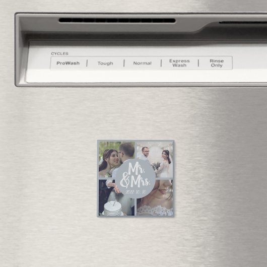 Moderne Minimal White Border Wedding Collage Magnet (In Situ (Geschirrspüler))