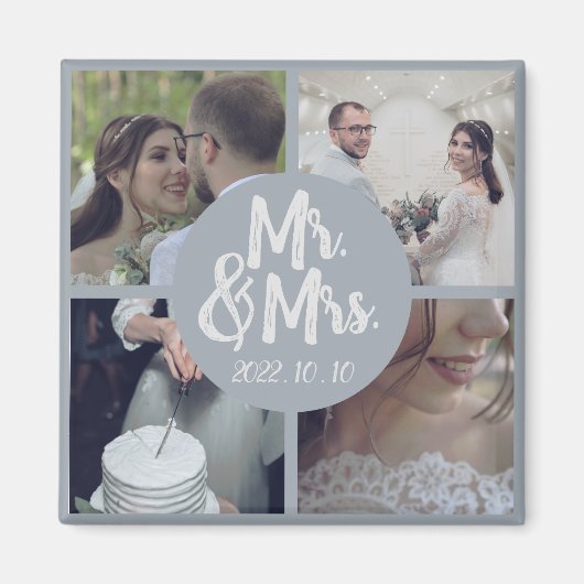 Moderne Minimal White Border Wedding Collage Magnet (Vorne)