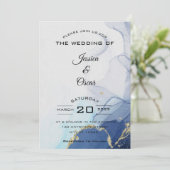 Moderne Minimal White Wedding Einladung der Marine (Stehend Vorderseite)