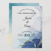 Moderne Minimal White Wedding Einladung der Marine (Vorne/Hinten)