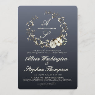 Moderne Minimal Winter Florale Hochzeit Einladung