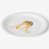 Moderne Minimal Yellow Giraffe Babydusche Geburtst Pappteller (Schrägansicht)