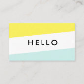 Moderne Minimal Yellow & Mint Hello Business Cards Visitenkarte (Vorderseite)