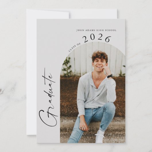 Moderne Minimal-Zwei-Foto-Graduierungsparty Einladung (Vorderseite)