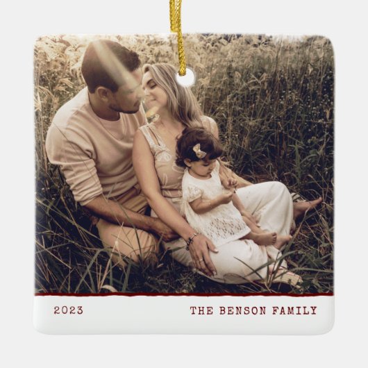 Moderne Minimalart Roter Urlaub Keramik Ornament (Vorderseite)