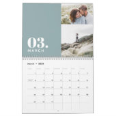 Moderne minimalblaue Multi-Foto-Familie Kalender (Mär 2026)