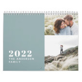 Moderne minimalblaue Multi-Foto-Familie Kalender (Titelbild)