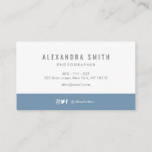 moderne minimalblaue Textfotografie Visitenkarte (Rückseite)