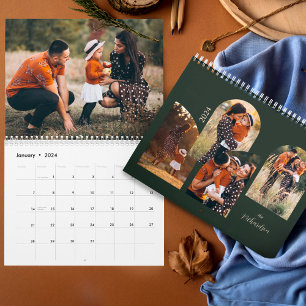 Moderne Minimalbogen-Familienfotos Stylisches Temp Kalender