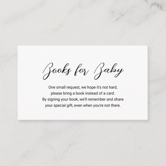 Moderne Minimalbücher für Baby Simple Baby Shower Begleitkarte (Vorderseite)