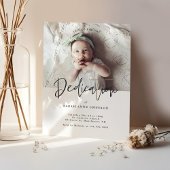 Moderne MinimalCalligraphy Baby Foto Dedication Einladung