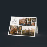 Moderne minimale 11 Foto botanische Familie Feiertagskarte<br><div class="desc">Frohe Weihnachten. Moderne minimale Multi-Foto Aquarellschrift Scriptkarte. Handgemalte Eukalyptus,  minimales Laub und modernes rustikales Rattanfeuer verleihen dieser Ferienkarte ein luxuriöses Ambiente. In edlem Weiß,  schwarz,  grün,  braun und grau. Jahr in Überprüfung 11 Foto Design.</div>