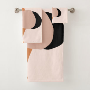 Moderne minimale abstrakte geometrische Rosa Schwa Badhandtuch Set
