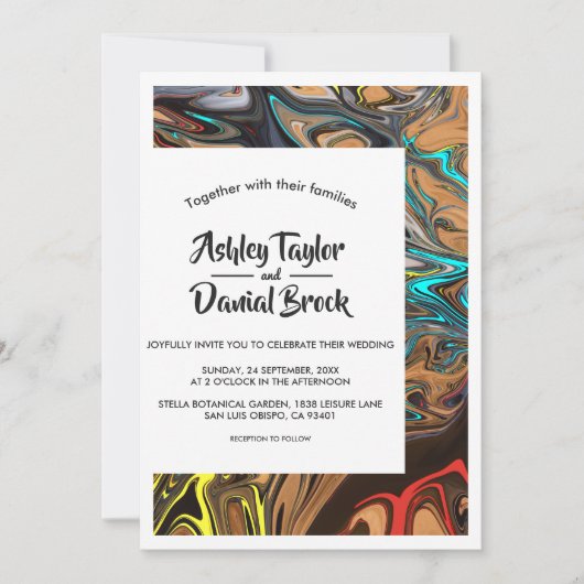 Moderne minimale Abstrakte Hochzeit Einladung (Vorderseite)