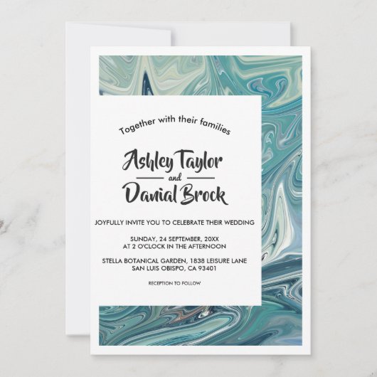 Moderne Minimale Abstrakte Kunstmalerei Hochzeit Einladung (Vorderseite)