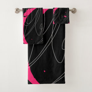 Moderne minimale abstrakte Schreib-Linie-Kunst Badhandtuch Set