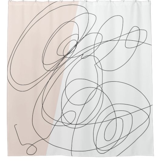 Moderne minimale abstrakte Schreib-Linie-Kunst Duschvorhang (Vorderseite)