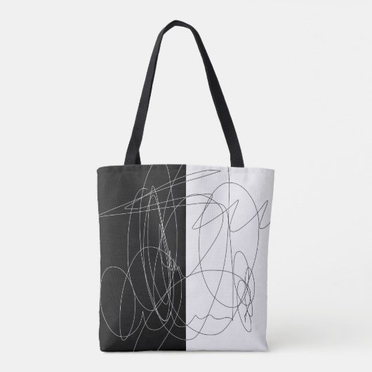 Moderne minimale abstrakte Skriptlinien-Kunst Tasche (Rückseite)
