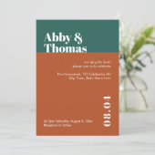 Moderne Minimale Aquamarine Kupfer-Kolorblock-Hoch Einladung (Stehend Vorderseite)