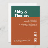 Moderne Minimale Aquamarine Kupfer-Kolorblock-Hoch Einladung (Vorne/Hinten)