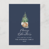 Moderne minimale Aquarellmühle blauen Weihnachten (Vorderseite)