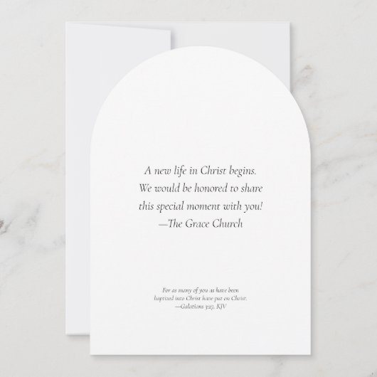 Moderne Minimale Arch-Foto Christliche Erwachsenen Einladung (Rückseite)