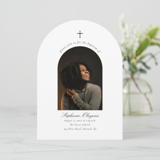 Moderne Minimale Arch-Foto Christliche Erwachsenen Einladung (Stehend Vorderseite)