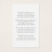 Moderne Minimale Beerdigungskarte Foto-Gebetskarte (Rückseite)