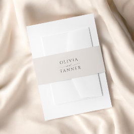 Moderne minimale Beige Braut und Groom Namen Einladungsbanderole