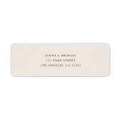 Moderne minimale beige Hochzeits-Rücksendeadresse (Vorne)