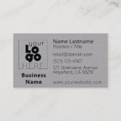 Moderne minimale, benutzerdefinierte Logo-Graue Vi Visitenkarte (Rückseite)