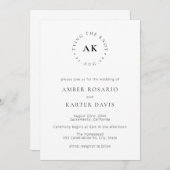 Moderne minimale Bindung der Knotongram-Hochzeit Einladung (Vorne/Hinten)